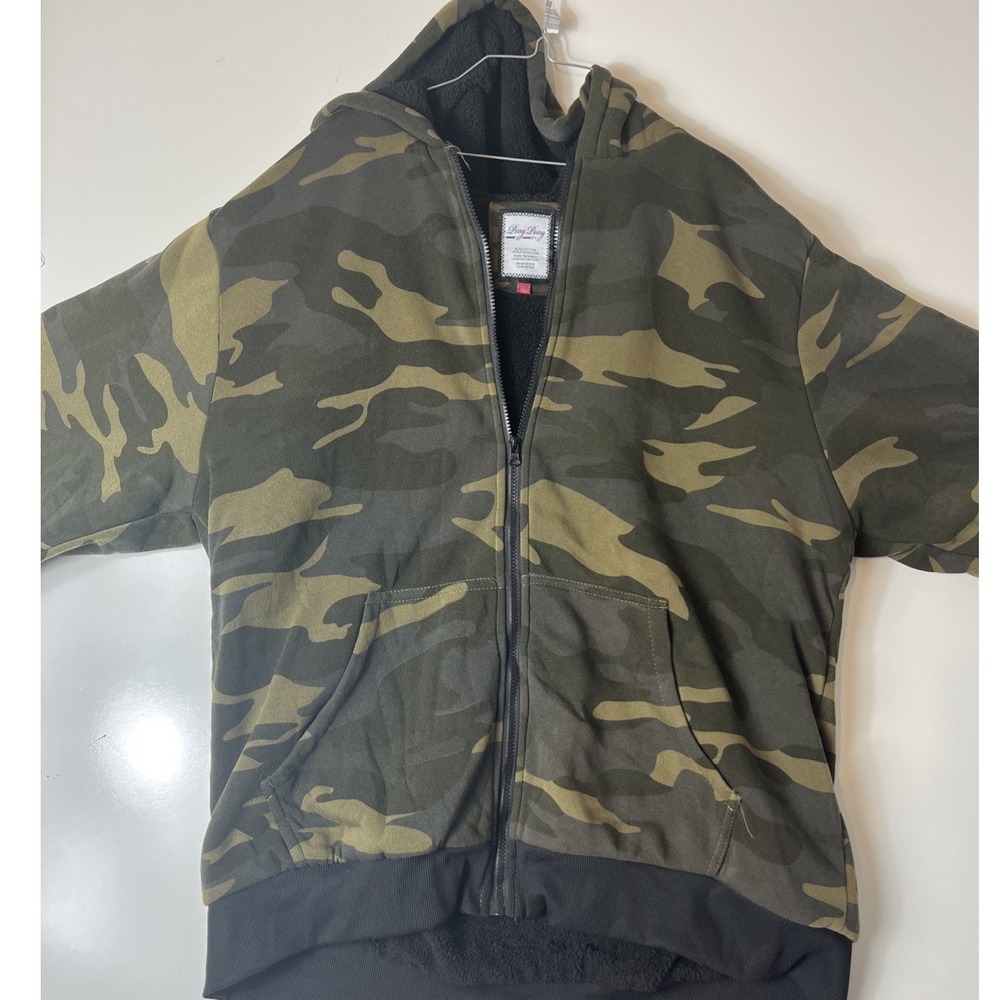Ping Pong Pro Camo Hoodie Mens 3XL Green Sherpa Lined Full Zip Camouflage Jacket